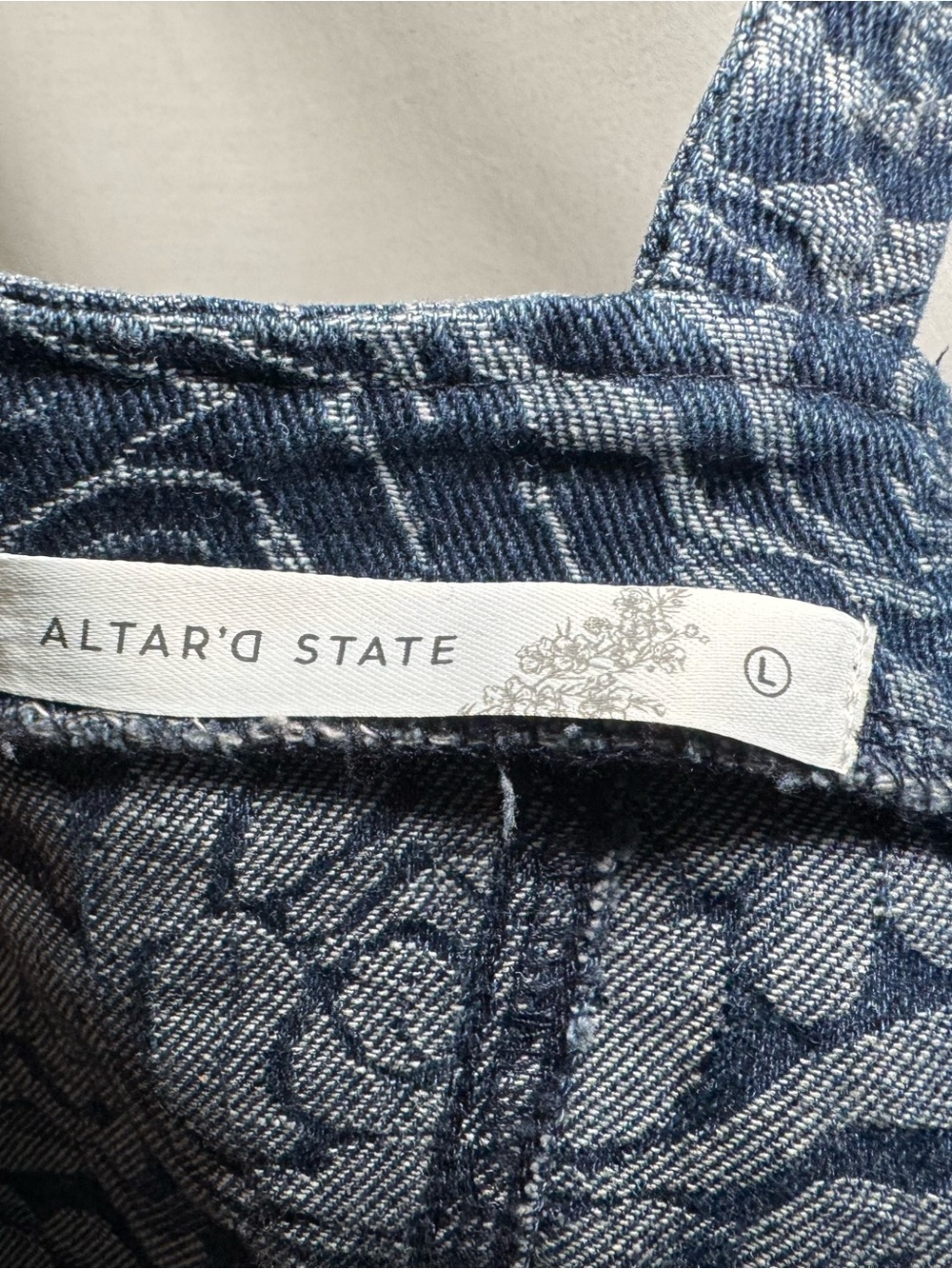 Altar'd State Floral Denim Corset Top Lace Up Blue Sage PT17573-5AS Large - Picture 5 of 6